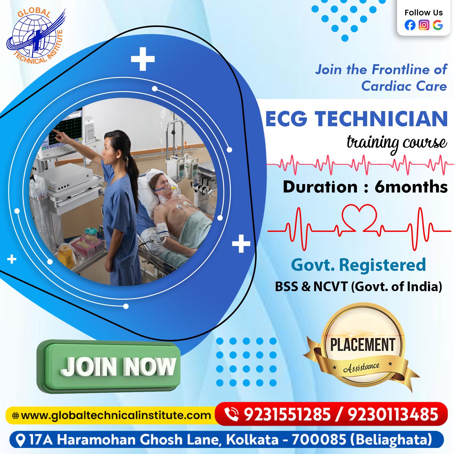 What are the Career Opportunities after completing ECG Technician Training in Kolkata?